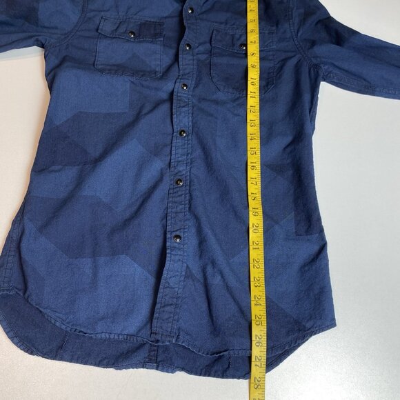 G Star Raw Mens Shirt Blue LS Pockets Snap Front Streetwear Sz M - Picture 7 of 8